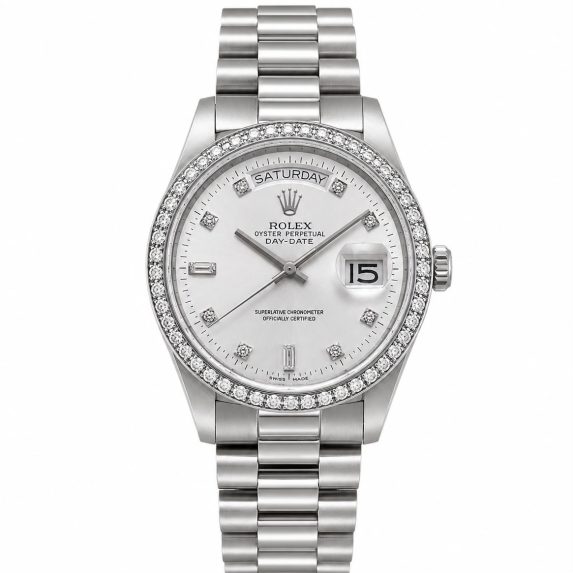 Rolex Day-Date 36 White Gold 18049 Factory Diamonds