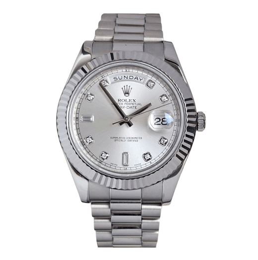 Rolex Day-Date II White Gold 218239 Silver Diamond