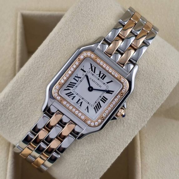 Cartier Panthère Medium Steel Rose Gold Factory Diamonds