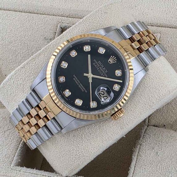 Rolex Datejust 36 Black Diamond Dial 16233G