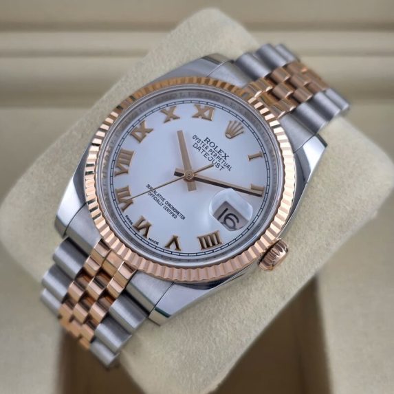 Rolex Datejust 36 Rose Gold 116231 White Roman