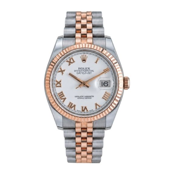 Rolex Datejust 36 Rose Gold 116231 White Roman