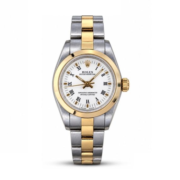 Rolex Oyster Perpetual Ladies 67183 White Roman Dial