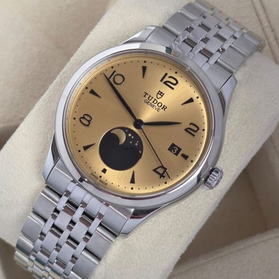 Tudor 1926 91560 Champagne Luna Moon Phase 39mm NEW